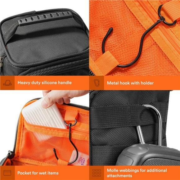 Mens hanging toiletry bag travel dopp kit waterproof shaving cosmetic organizer - Picture 4 of 7